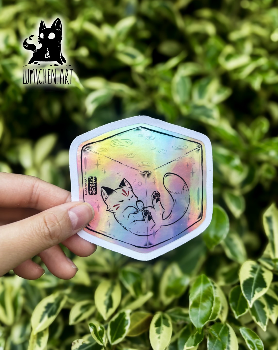 Neon Cube Sticker “Cube” Holographic Sticker – lumi.artthings